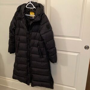 Nora Long Winter Down Puffer Jacket, L, Black